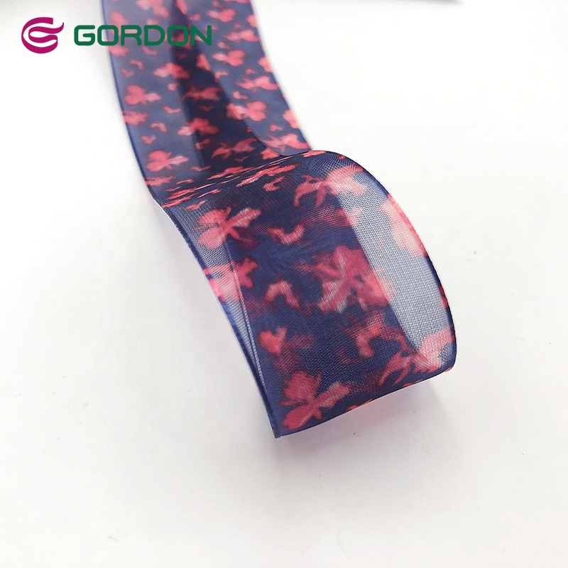Gordon Ribbons Organza Sheer 25MM 1 Inch Packaging Heat Transfer Print Silk Flowers Printing Ribbon