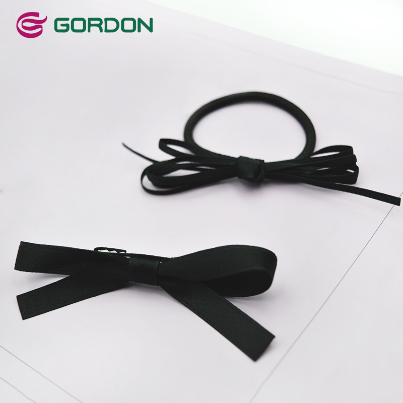 Gordon Ribbons Black Gift Ribbons Bow With Elastic Band Ribbon Metal Clip Hair Tie For Baby Girl Hair Decoration Accessory