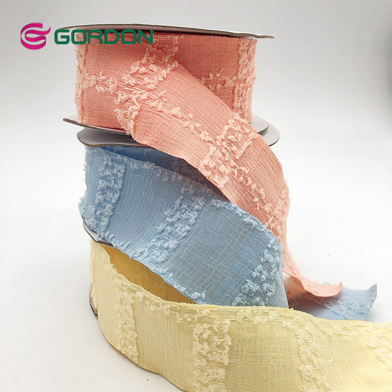 Gordon Ribbons Cut Edge Jacquard Weave Fabric Ribbons With Embroidery For Gift Wrapping Hair Craft Accessories Making