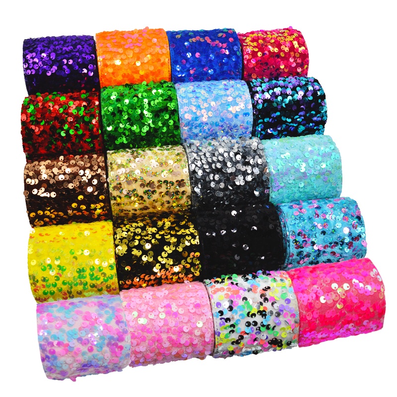 Gordon Ribbons 3 Inch 75mm Glitter Ribbon With Small Sequin Shiny Spankle Blink Ruban Tape For Dress Accessory Hair Decoration