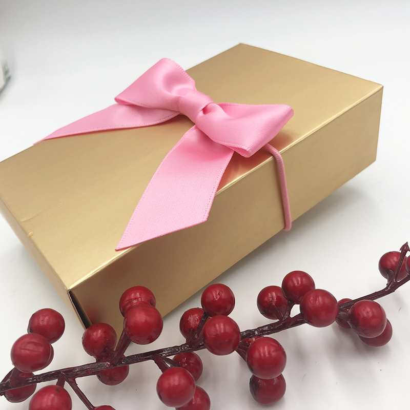 Gordon Ribbons Gift Box Wrapping Satin Ribbon Bow with Elastic Loop Wine Bottle Neck Decoration Pre-Tied Bows for Gift